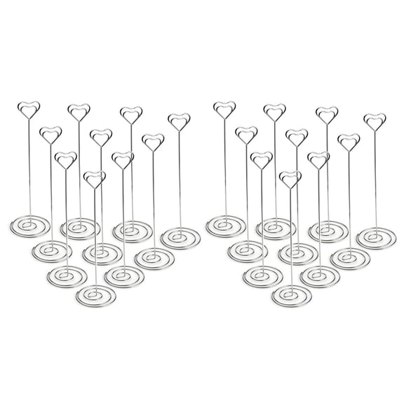 20Pcs 8.6 Inch Tall Place Card Holders Heart Shape Table Number Holder Stands Picture Photo Note Memo Clip for Wedding