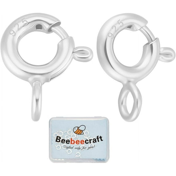 20Pcs 925 Sterling Silver Necklace Clasp Small Round Spring Clasps and ...