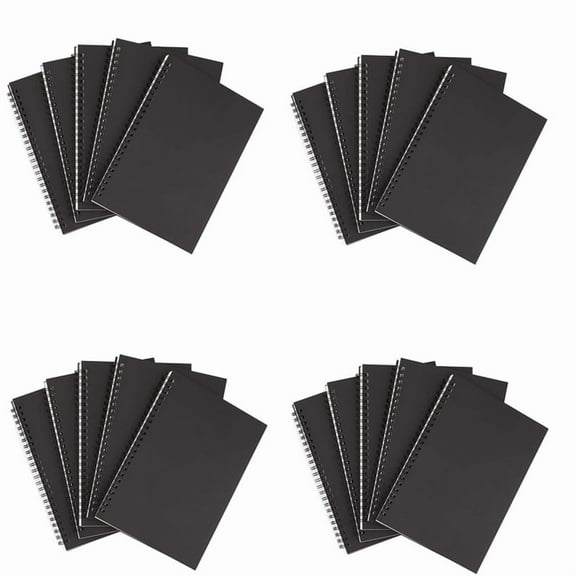 20Pcs A5 Black Spiral Notebook Blank Sketchbook Unruled Journal Pack Thick Blank Paper 50 Sheet 100 Unlined Pages