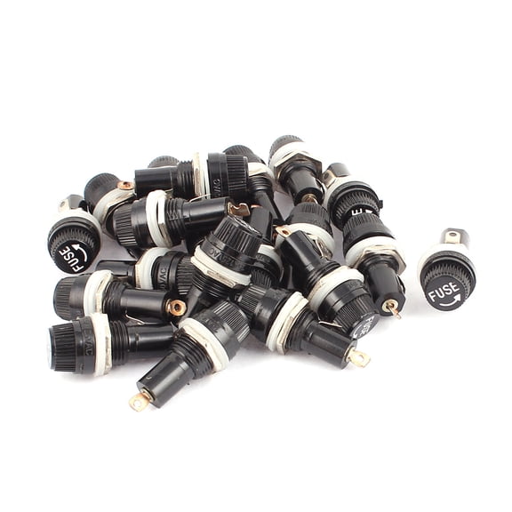 20Pcs AC125V/15A 250V/10A 12mm Thread Panel Mounted Fuse Holder 5x20mm