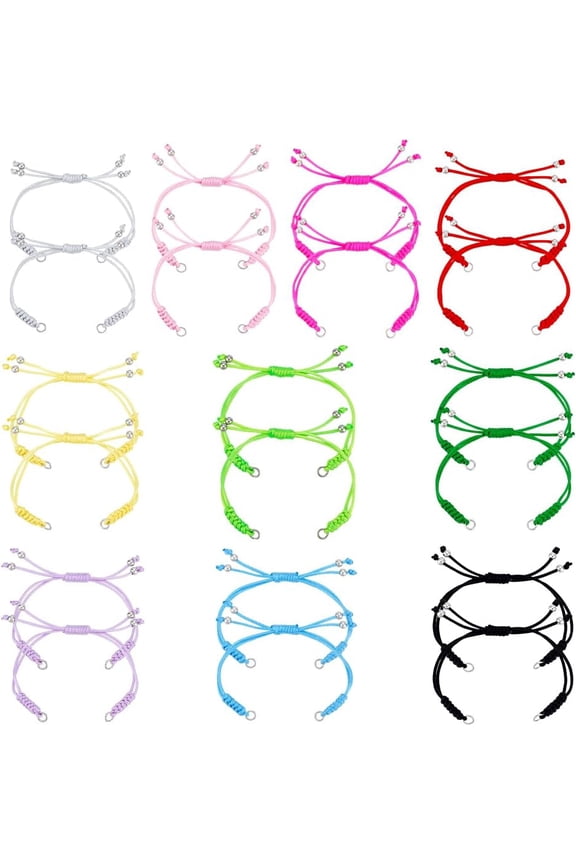 20Pcs Adjustable Nylon Bracelets 10 Colors Bracelet Cord Nylon String with Beads Rope Bracelet 7.87Inch Twisted Cord Friendship Bracelets