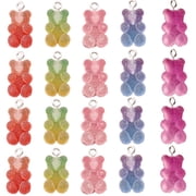 20Pcs Adorable Bear Star Charm Delicate Resin Heart Pendants for Customized Keychains and Jewelry Designs