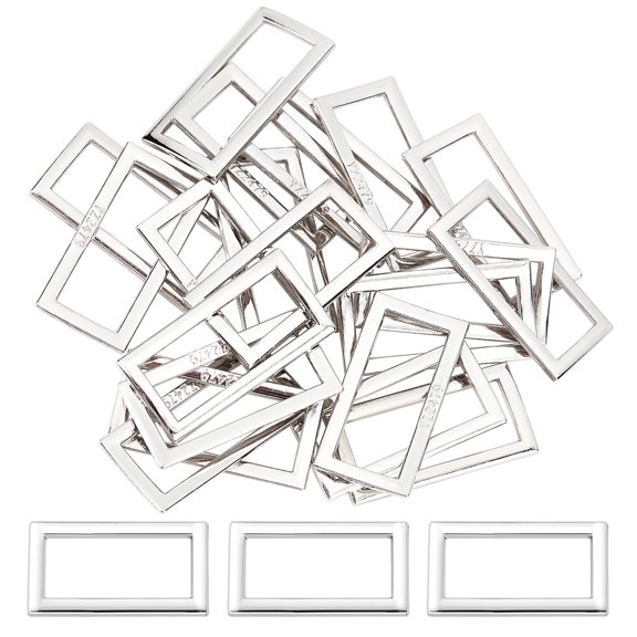 20Pcs Alloy Buckles Garment Accessories Rectangle Platinum 17.5x35.5x1.5mm
