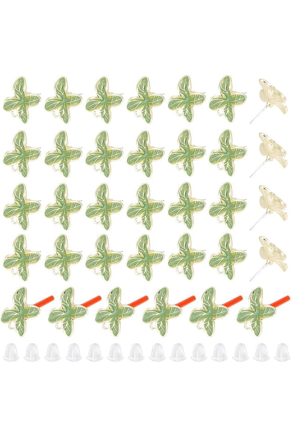 20Pcs Alloy Enamel Leaf Stud Earring Accessories Lime Green Leaf DIY Stud Earring with Plastic Ear Nuts 0.9mm Pin Enamel Leaf Stud Earring Components for Earring Jewelry Making Green DIY