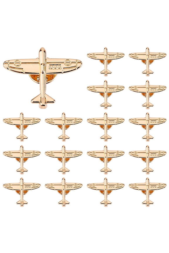 20Pcs Alloy Lapel Pin Airplane Brooch Pin Airplane Decorative Metal Pins Flight Appreciation Gifts Bulk Aircraft Brooch for Hat Jacket Backpack Accessories Jewelry 30x24mm Golden
