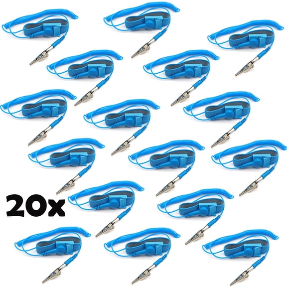 20Pcs Anti-Static Wrist Band ESD Grounding Strap Prevents Static Build Up, Blue