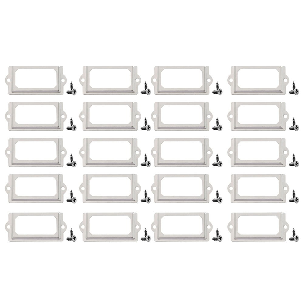 20Pcs Antique Brass Drawer Label Pull Frame Handle File Name