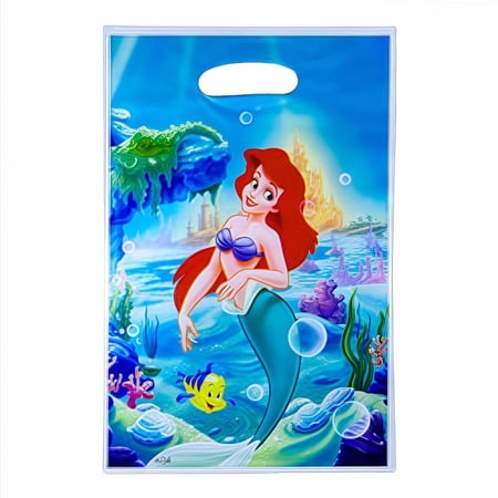 20Pcs Ariel Princess Anime Cartoon Theme Party Gift Bags, Handheld Favor Candy Bags with Carry Handle for Birthday Party Decorations Supplies