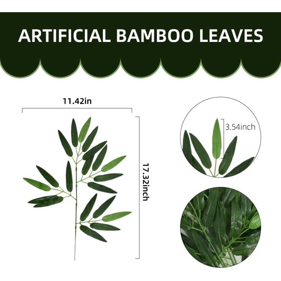 20Pcs Artificial Bamboo Leaves Fake Green Bamboo Stick Greenery Plant for Hotel Home Shelf Wall Farmhouse Bamboo Forest Wind Decoration$$Home Decor, Kitchen, & Other