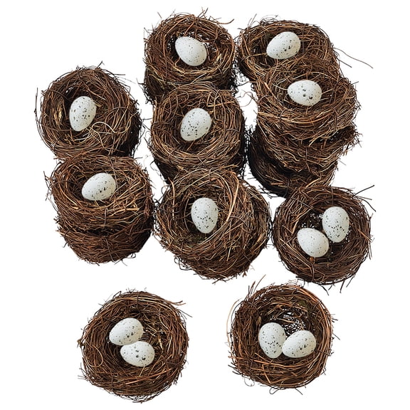 20Pcs Artificial Bird Nest Wicker Bird Nest Small Birdhouse 3.15x1.38 inch Roosting Pocket Wildlife Natural Weave Rattan Outdoor Perch Hut Garden DIY