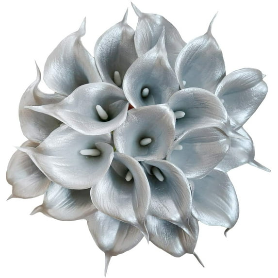 20Pcs Artificial Calla Lily Flower Real Touch Latex Flowers for DIY Wedding Bouquet Party Home Decor (Pure White)