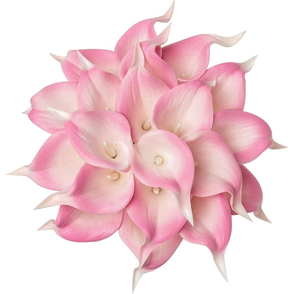 20Pcs Artificial Calla Lily Flower Real Touch Latex Flowers for DIY Wedding Bouquet Party Home Decor (Pure White) A