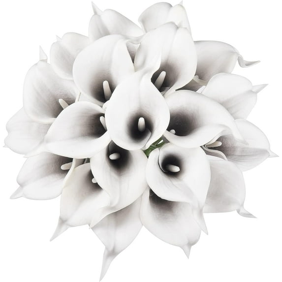 20Pcs Artificial Calla Lily Flower Real Touch Latex Flowers for DIY Wedding Bouquet Party Home Decor (Pure White)
