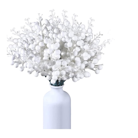 20Pcs Artificial Christmas Picks,9.06In Berry Stems for Christmas Tree Ornaments,White Artificial Christmas Tree Picks for DIY,Crafts,Vases Ornaments