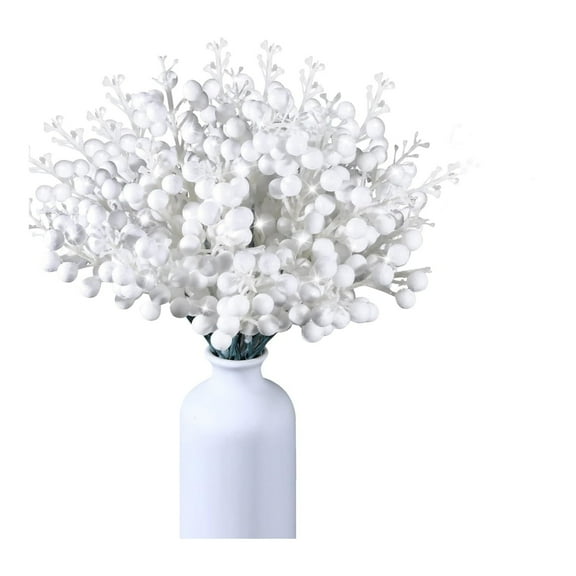 20Pcs Artificial Christmas Picks,9.06In Berry Stems for Christmas Tree Ornaments,White Artificial Christmas Tree Picks for DIY,Crafts,Vases Ornaments