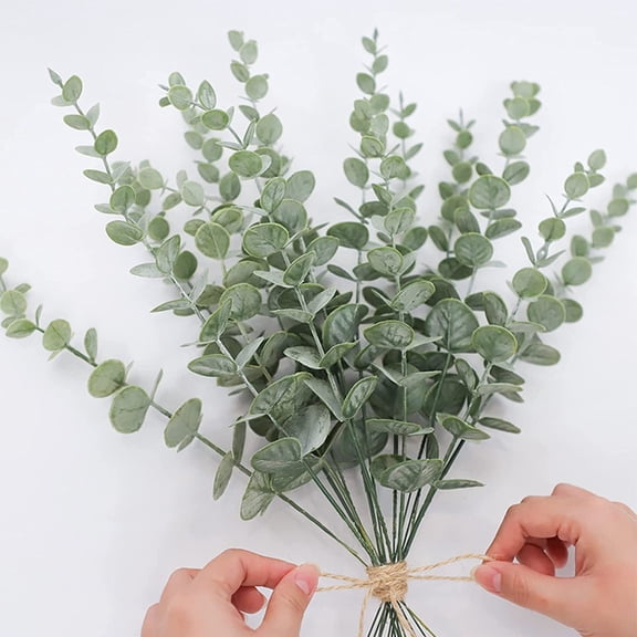 20Pcs Artificial Eucalyptus Leaves Stems Bulk Silver Dollar Leaf Picks Plant Fake Flowers For Wedding Bouquets Floral Decoration