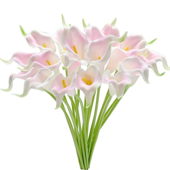 20Pcs Artificial Flowers Fake Calla Lily Flowers Latex Real Touch Calla Lily Faux Flowers Arrangement Bouquet for Home Garden Party Wedding Bouquet Centerpieces Flower Decoration (Light Pink)