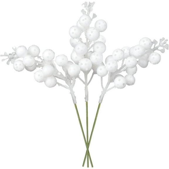 20Pcs Artificial White Berry Branches,9.06In Long White Berries for Christmas Tree,DIY Berry Branches for Crafts,Holiday and Home Ornaments