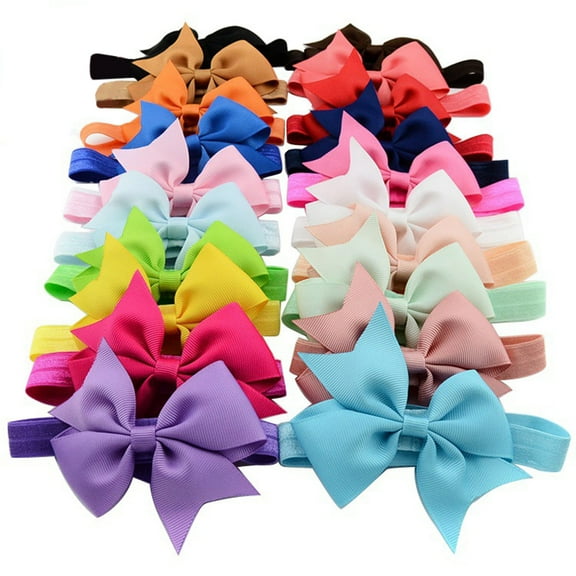 20Pcs Baby Girls Grosgrain Ribbon Hair Bows Dacron Clips Fashionable Headbands