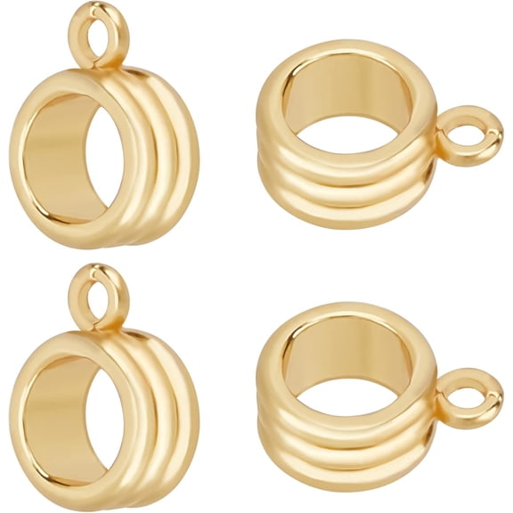 20Pcs Bail Tube Beads 18K Gold Plated Brass Bail Beads Inner Diameter 5mm with Plastic Bead Box for DIY European Charm Bracelet Jewelry Crafts Making Gold