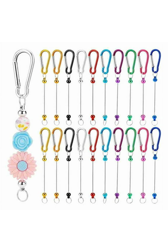 20Pcs Beadable Keychain Bars,Colorful Blank Bead Keychain Bulk Metal Beadable Keychain Bars for Crafts Pendant Jewelry B