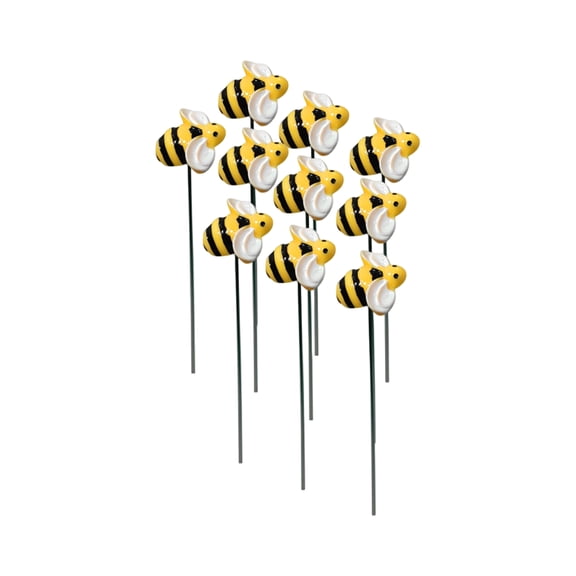 20Pcs Bee Garden Stakes Decor Metal Yard Art Ornaments Front Yard Art Stick Floral Picks Spring Summer Resin Bumble Bees Garden Stakes Outdoor Lawn Pathway Patio Plant Pot, Flower Bed Yellow