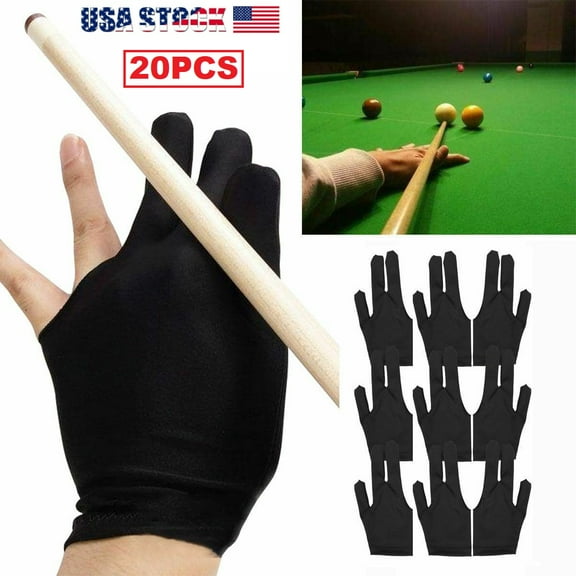 20Pcs Billiard Gloves Three Finger Cue Shooter Pool Gloves Sport Gloves for Women & Men Both Left and Right Hand