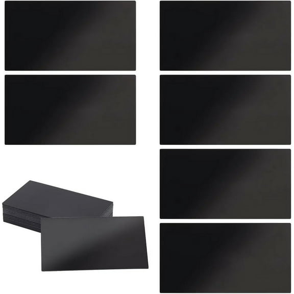 20Pcs Black Acrylic Place Cards Rectangle Acrylic Name Card Plate Blank Seating Cards Guest Name Signs Wedding Table Seating Chart Cards