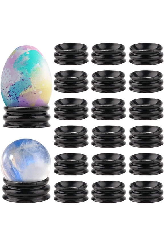 20Pcs Black Flat Round Display Stand Bases Sphere Stands Crystal Balls Holder Home Deco Pedestal Rack for 2.5-5cm Range Sphere Home Office Desktop Decoration 1.08x0.45 inch