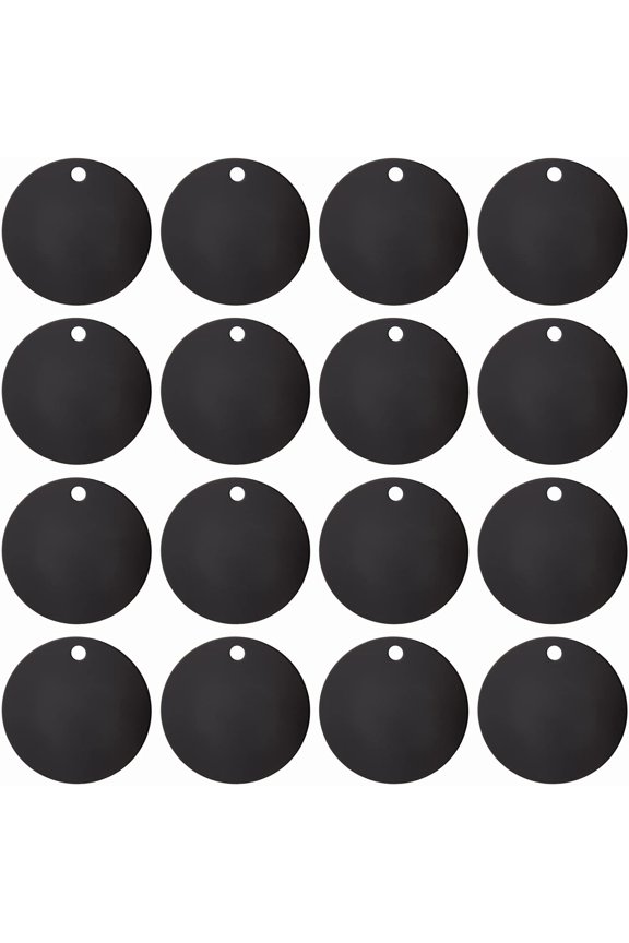 20Pcs Black Flat Round Stamping Blank Tags 1.5 Inch Aluminum Tags with Hole for DIY