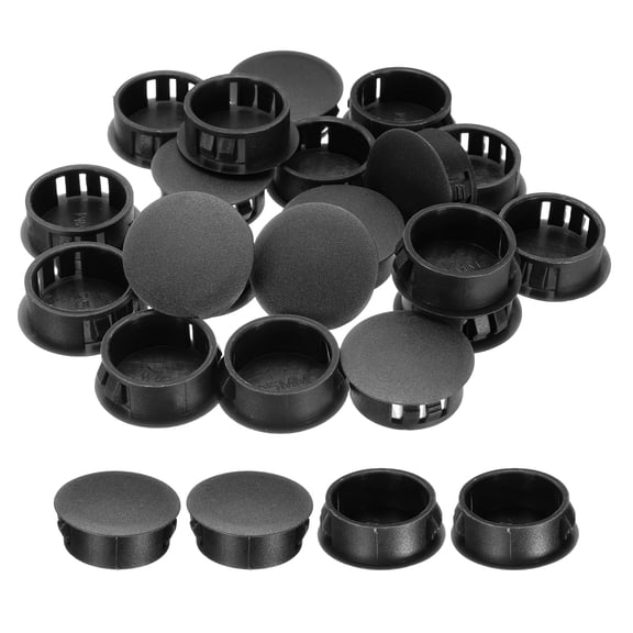 20Pcs Black Hole Plugs, 25mm / 0.98" Plastic Snap in Locking Screw Hole Cover Flush Mount Panel Plugs for Chair / Table / Furniture Cabinet
