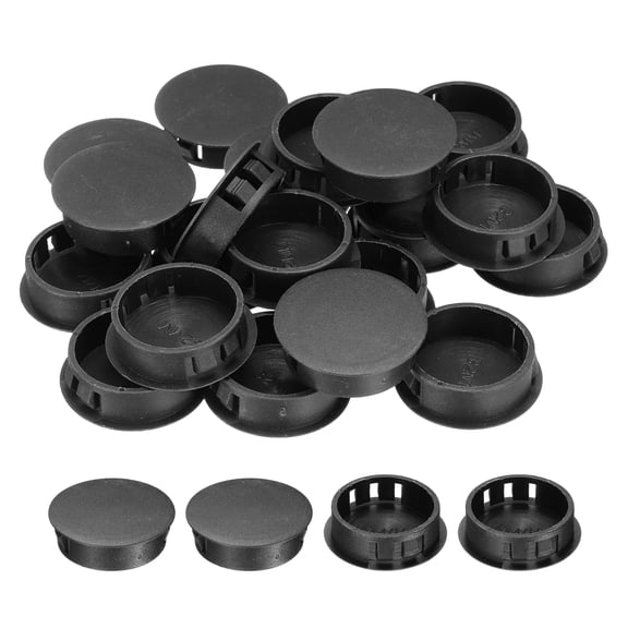 20Pcs Black Hole Plugs, 32mm / 1.26" Plastic Snap in Locking Screw Hole Cover Flush Mount Panel Plugs for Chair / Table / Furniture Cabinet