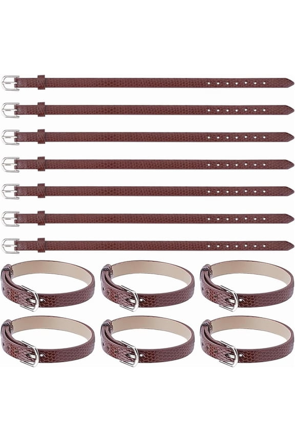 20Pcs Black Traditional Kilt Extender Straps 9x0.3 Inch PU Leather Scottish Stirrup Leather Cuff Armbands Non Brown for diy making