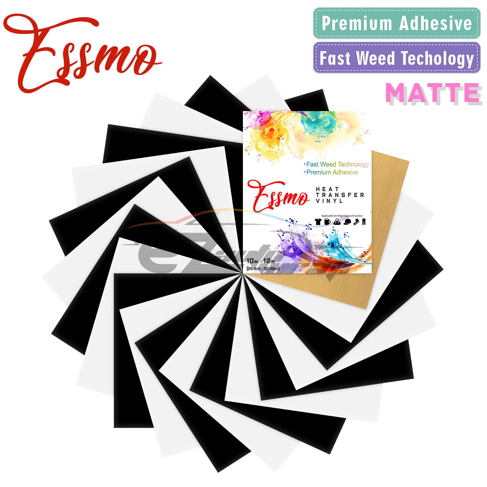20Pcs Black & White Heat Transfer Vinyl 12" x 10" T-Shirt HTV Iron On Bundle Set