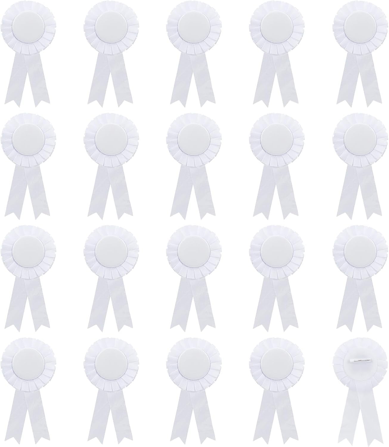 20Pcs Blank Award Ribbon White Button Pin Brooch Winner Victory Ribbons ...