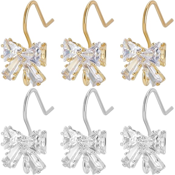 20Pcs/Box 2 Colors Cubic Zirconia Earring Hooks Bowknot Rhinestone French Fish Hooks with Loop for Women DIY Jewelry Earring Making Findings diy Platinum Golden