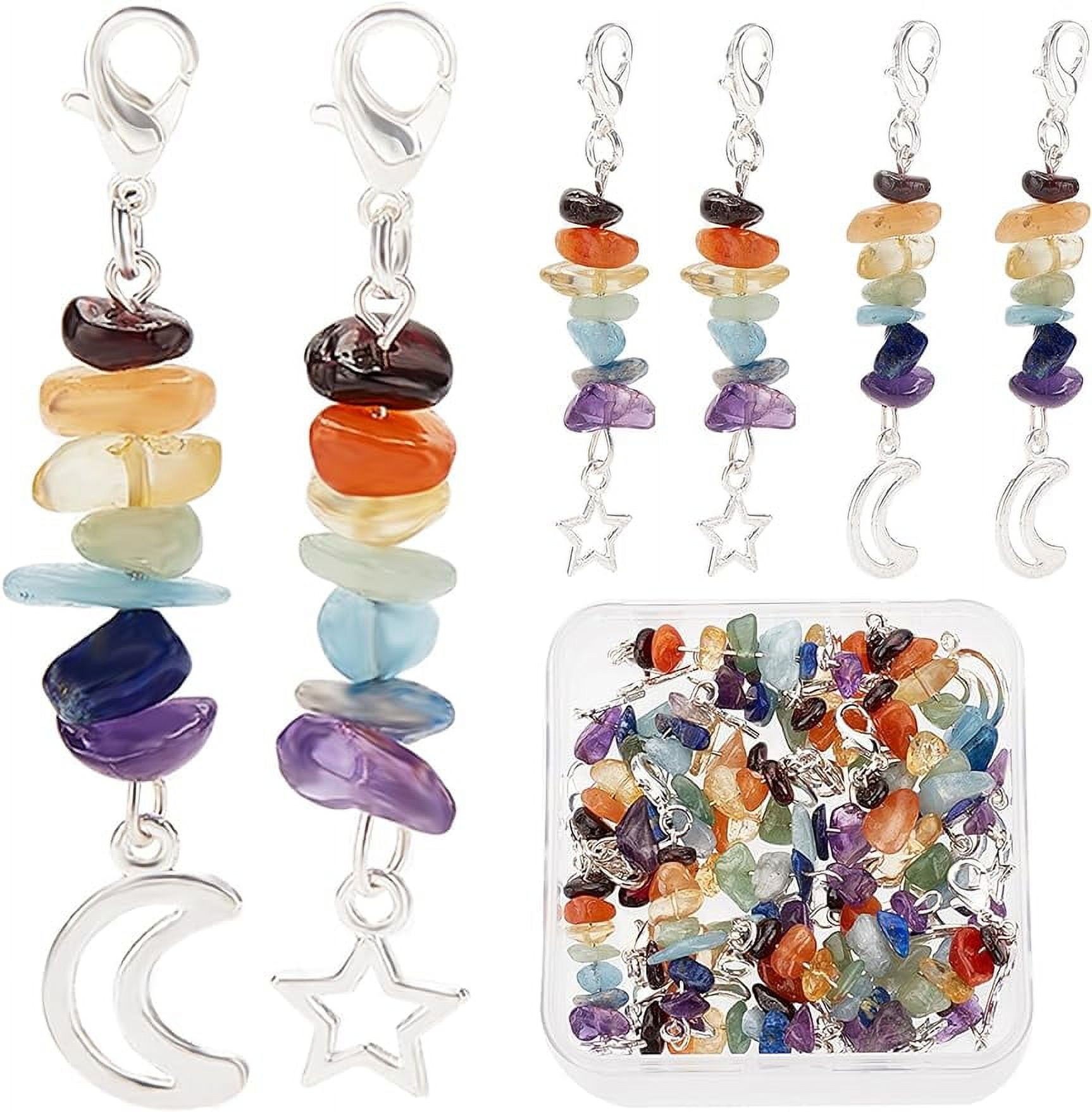 20Pcs Box Chakra Mixed Stone Chips Pendants Moon Charms Star Charm Lobster Claw Clasps Silver Charms Bulk for Jewelry Making Findings DIY Craft Supplies Earring Necklace Keychain Women Gift Walmart ...