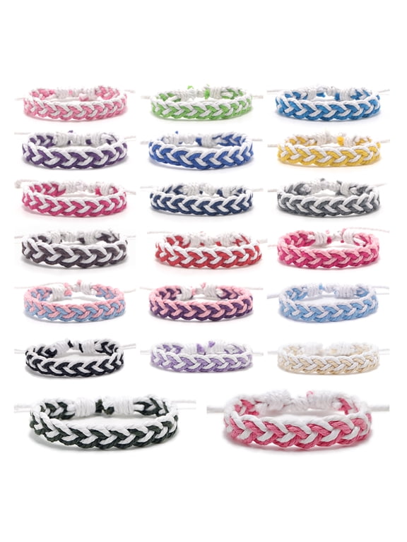 20Pcs Braided Friendship Bracelet with a Sliding Knot Closure, Handmade Adjustable Woven String Bracelet, Best Friend Bracelets, Rope Bracelet, Colorful Boho Bracelets