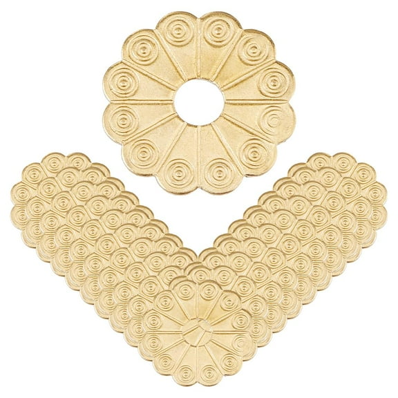 20Pcs Brass Backplate Washers 2.4cm Classical Furniture Decoration Gasket Flower Hardware Accessories for Box Handles Knobs Furniture Cabinet Golden