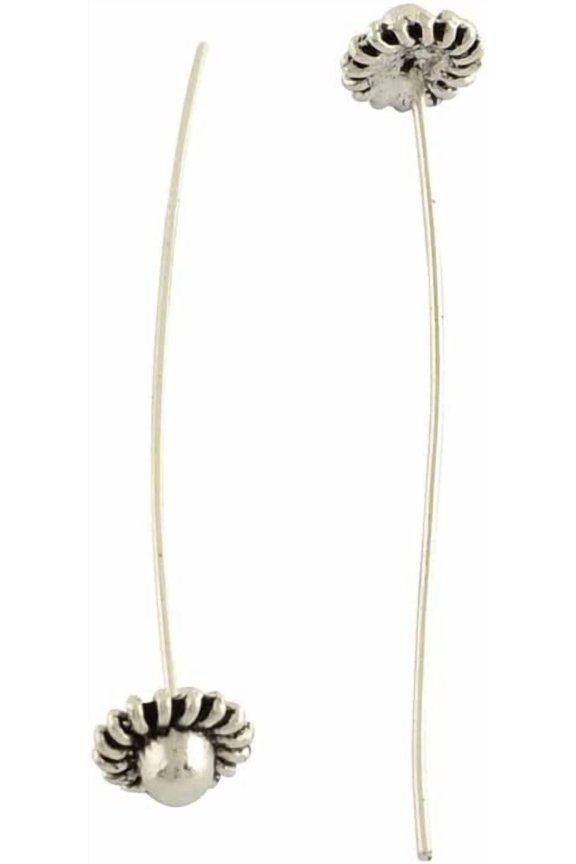 20Pcs Brass Fancy Pins with Alloy Findings Silver 53x8mm Pin 1mm Silver DIY