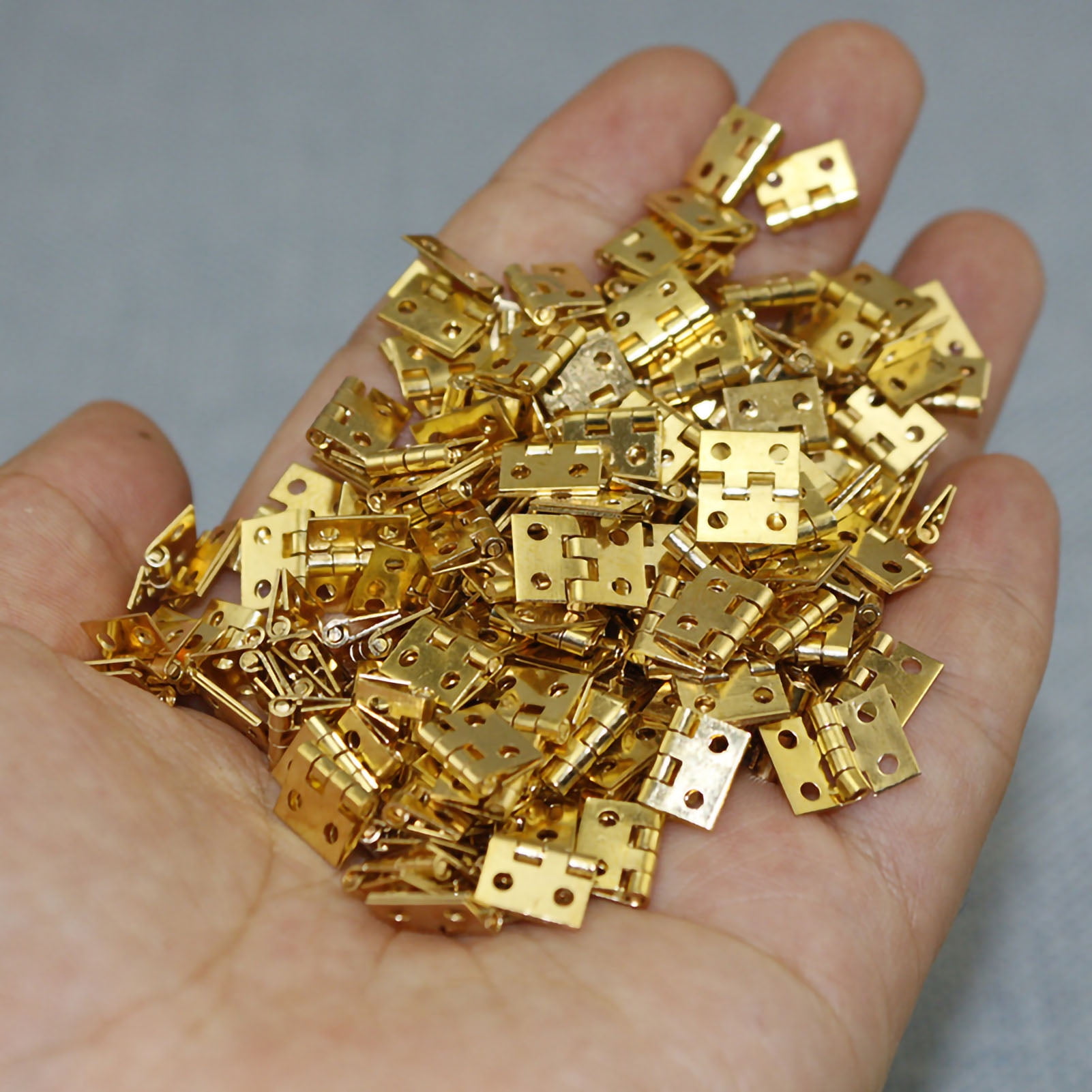 20Pcs Brass Hinges 1/4in 4 Hole Folding Small Hinge With Screws For Doll  Houses CabinetsGold 
