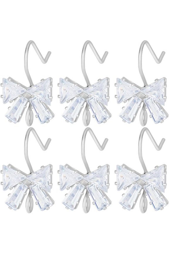 20Pcs Brass Micro Pave Clear Cubic Zirconia Earring Hooks with Horizontal Loop Bowknot Platinum 19x11mm Hole: 2.5mm 21 Gauge Pin: 0.7mm