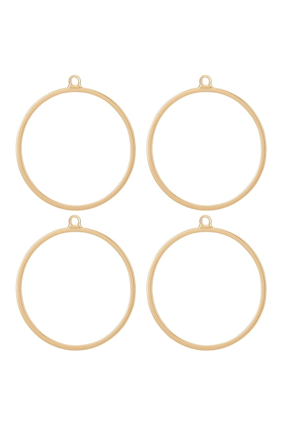 20Pcs Brass Pendants Nickel Free Ring Real 18K Gold Plated 28x25x1mm Hole: 1.6mm