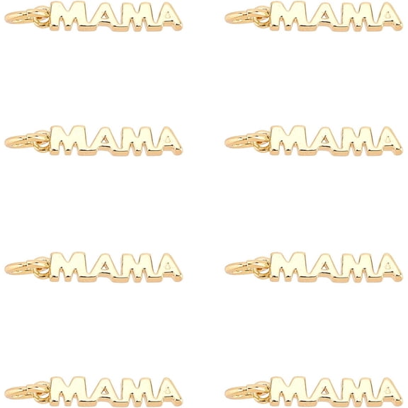 20Pcs Brass with Word Charms Word MAMA Pendants Real 18K Gold Plated Charms Lettering Charm Pendants for DIY Jewelry Necklace Bracelet Making Hole: 3mm