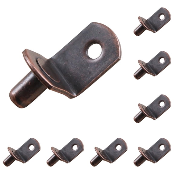 20Pcs Bronze L-Shaped Shelf Support Pegs with Hole for Cabinet & Bookcase, Sturdy Metal Anti-Rust High Load-Bearing Easy-Install Durable Shelf Brackets for Home Furniture DIY Repair,Reddish-brown