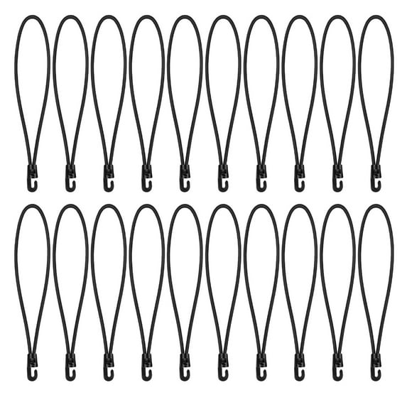 20Pcs Bungee Cord Expander Tarpaulin Tensioner Straps Strong Elastic Tie Down Rope with Hook for Camping, Tarps, Tents