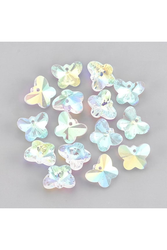 20Pcs Butterfly Glass Rhinestone Charms 12x15x7mm Tiny Butterfly Crystal AB Charms Pendants Crystal Butterfly Charms with 1.4mm Hole Ideal for Jewelry Making and Craft Projects