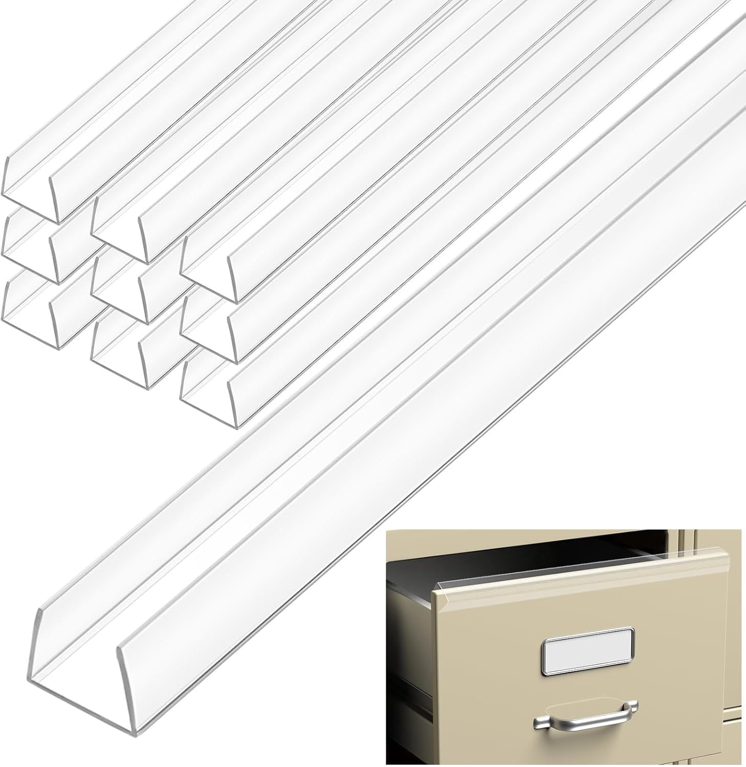 20Pcs Cabinet Protector Edge Guard, 17in Cabinet Door Protector Trash Drawer Protector Edge Guard, Plastic Slip on Protectors for Cabinets– 3/4" Thick