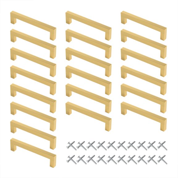 20Pcs Cabinet Pulls Stainless Steel Dressers Knob Square Drawer Door Pulls Handles Kitchen Bedroom Furniture Hardware