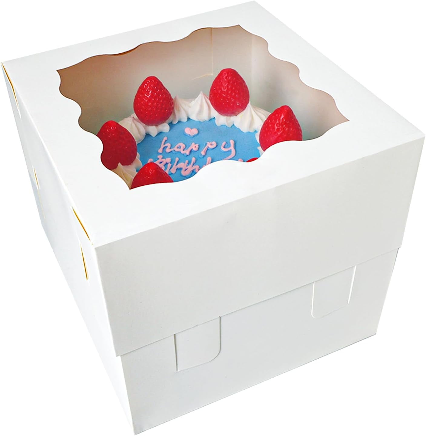 20Pcs Cake Boxes with Window 8x8x8 Inches White Bakery Boxes, Disposable Cake Containers, Dessert Boxes
